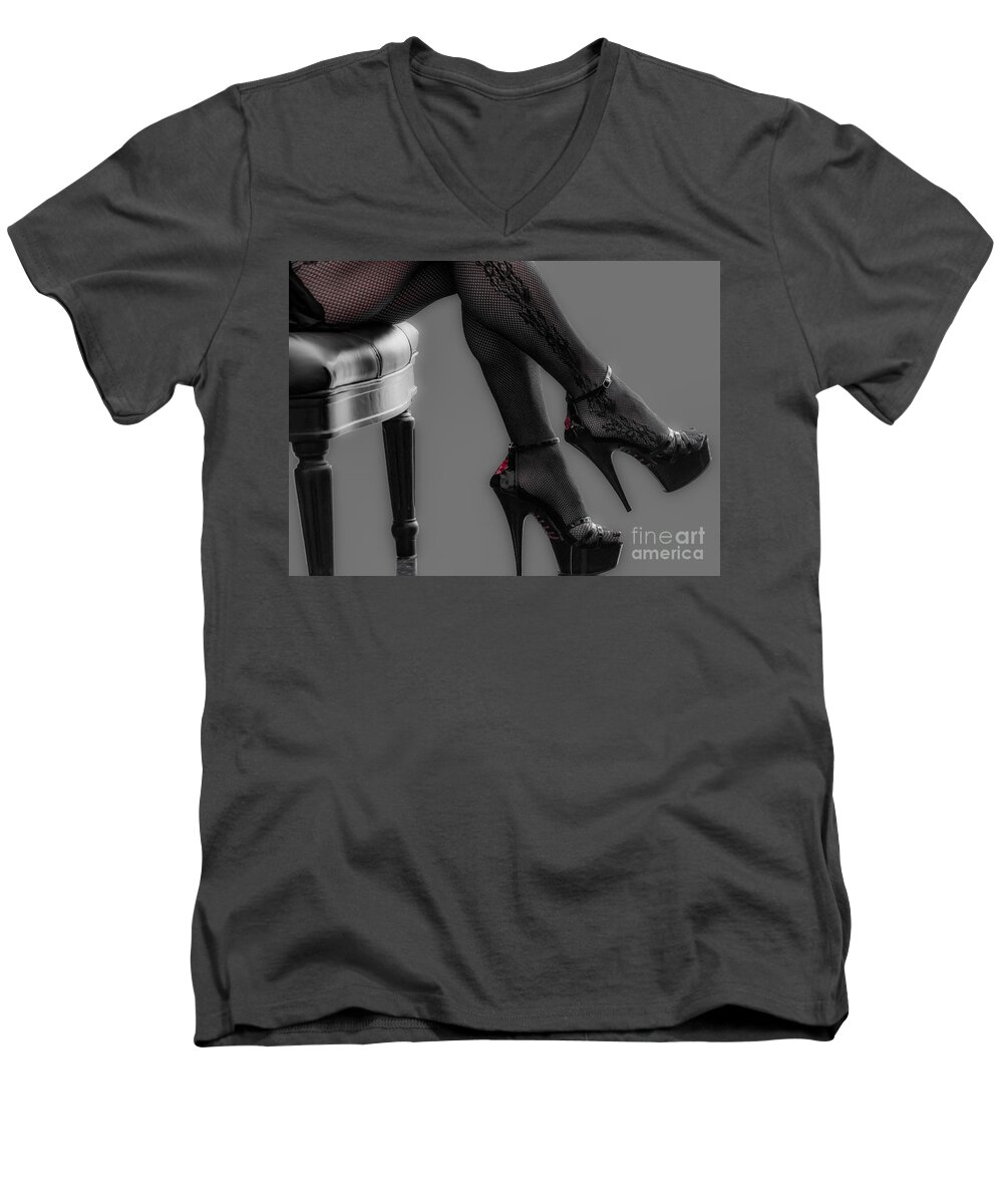 Legs Men's V-Neck T-Shirt featuring the photograph Stilettos by Bianca Nadeau