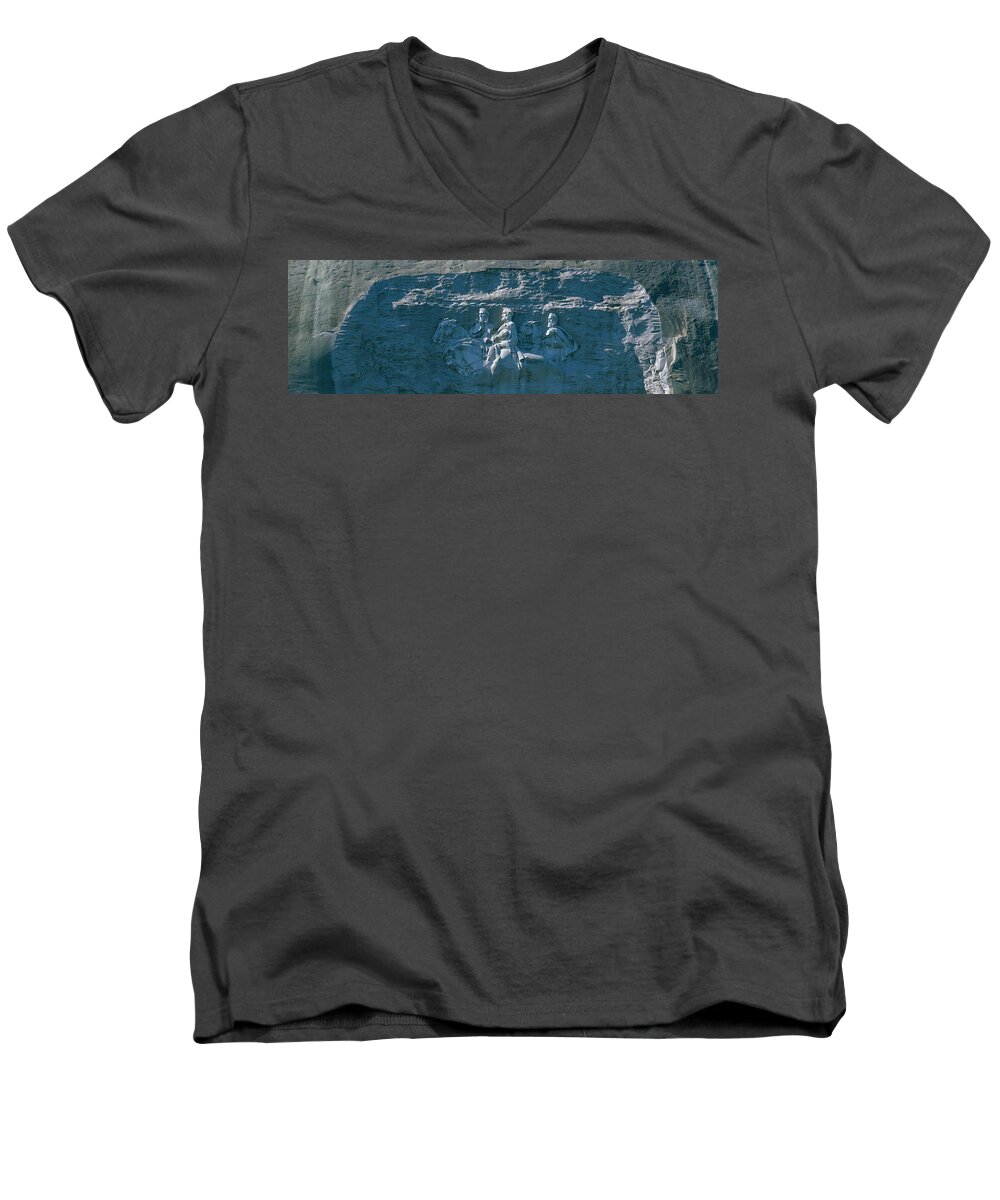 Photography Men's V-Neck T-Shirt featuring the photograph Stone Mountain Confederate Memorial by Panoramic Images