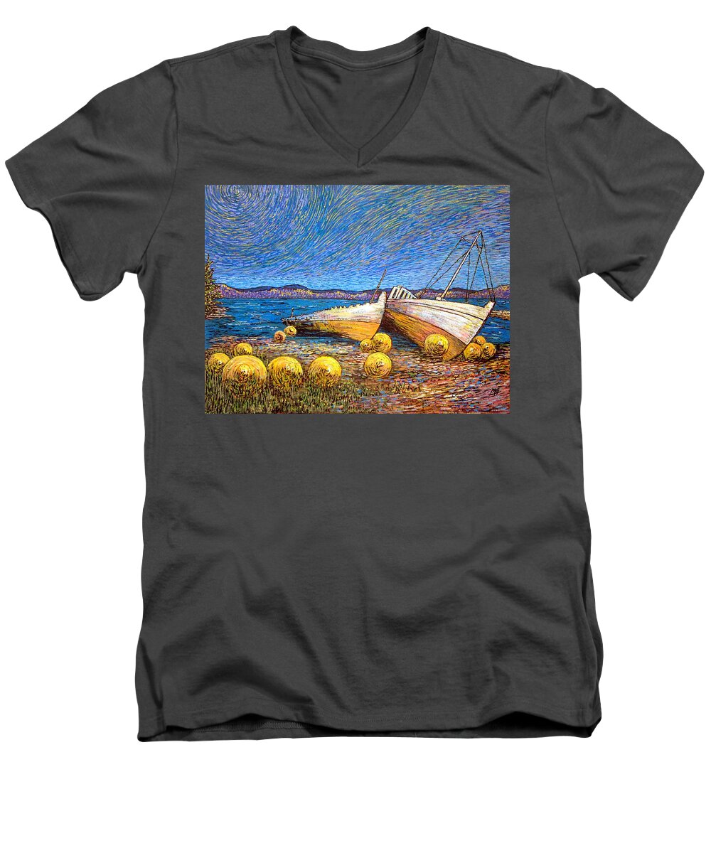 Stranded Men's V-Neck T-Shirt featuring the painting Stranded - Bar Road by Michael Graham