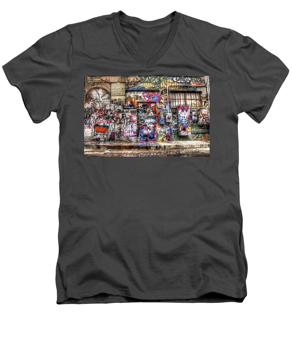 Graffiti Men's V-Neck T-Shirt featuring the photograph Street Life by Anthony Wilkening