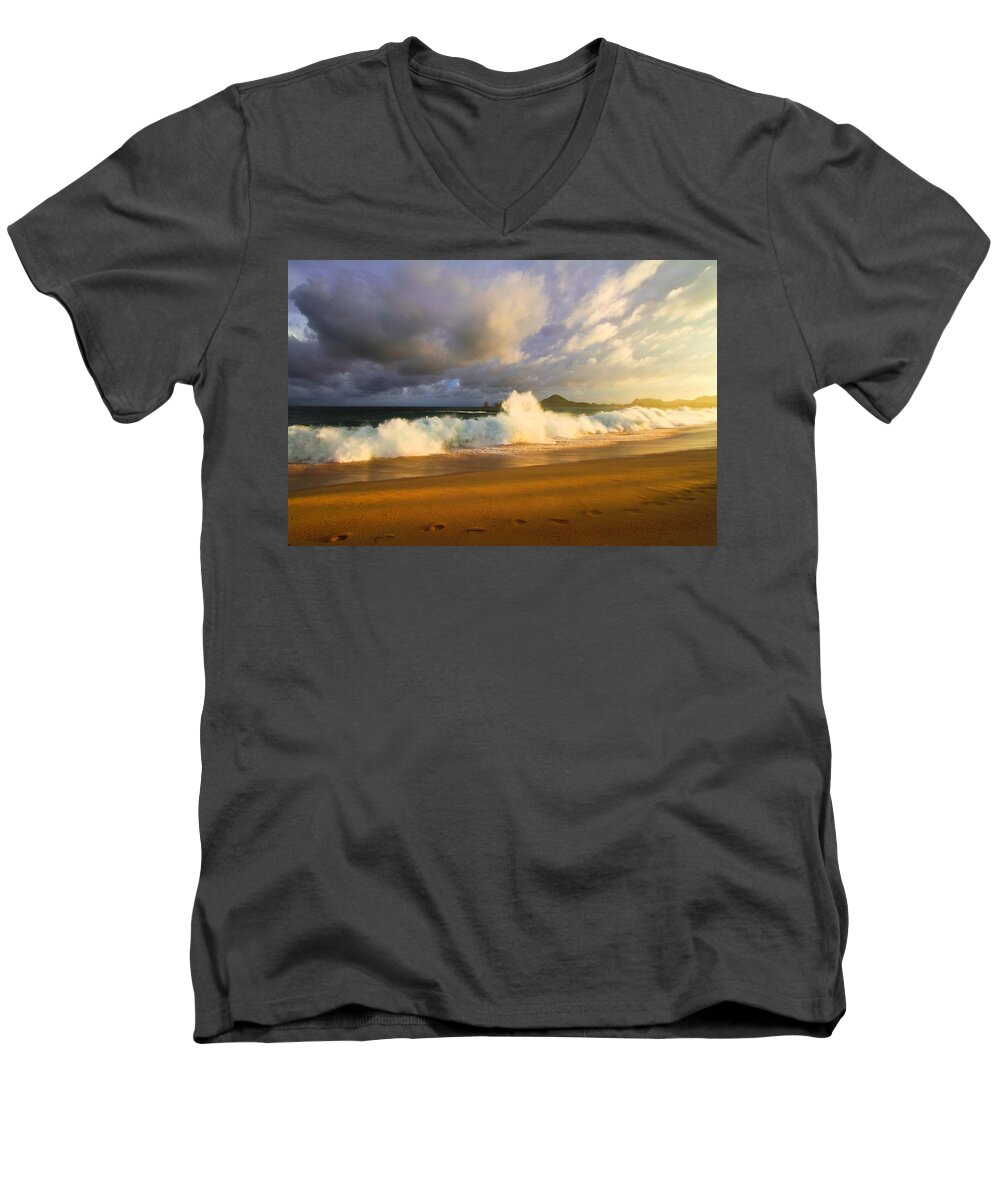 Waves Men's V-Neck T-Shirt featuring the photograph Summer storm by Eti Reid