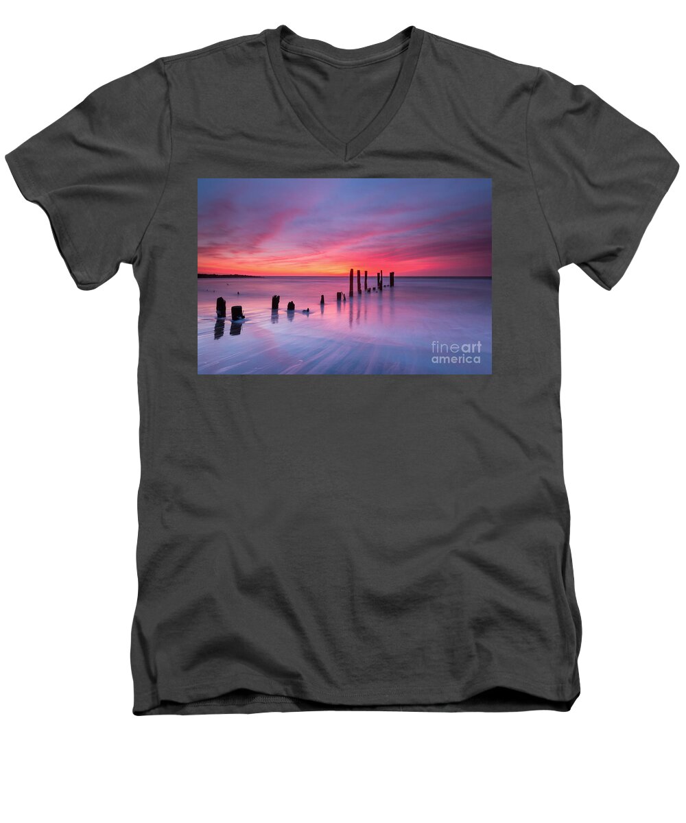 Milky Way Mike Men's V-Neck T-Shirt featuring the photograph Sunrise at Deal NJ by Michael Ver Sprill