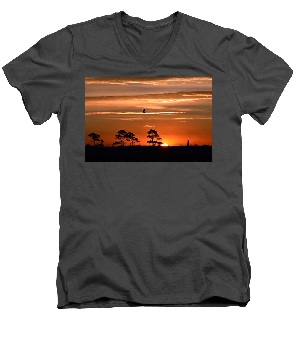 Fenwick Island Men's V-Neck T-Shirt featuring the photograph Sunrise over Fenwick Island by Bill Swartwout