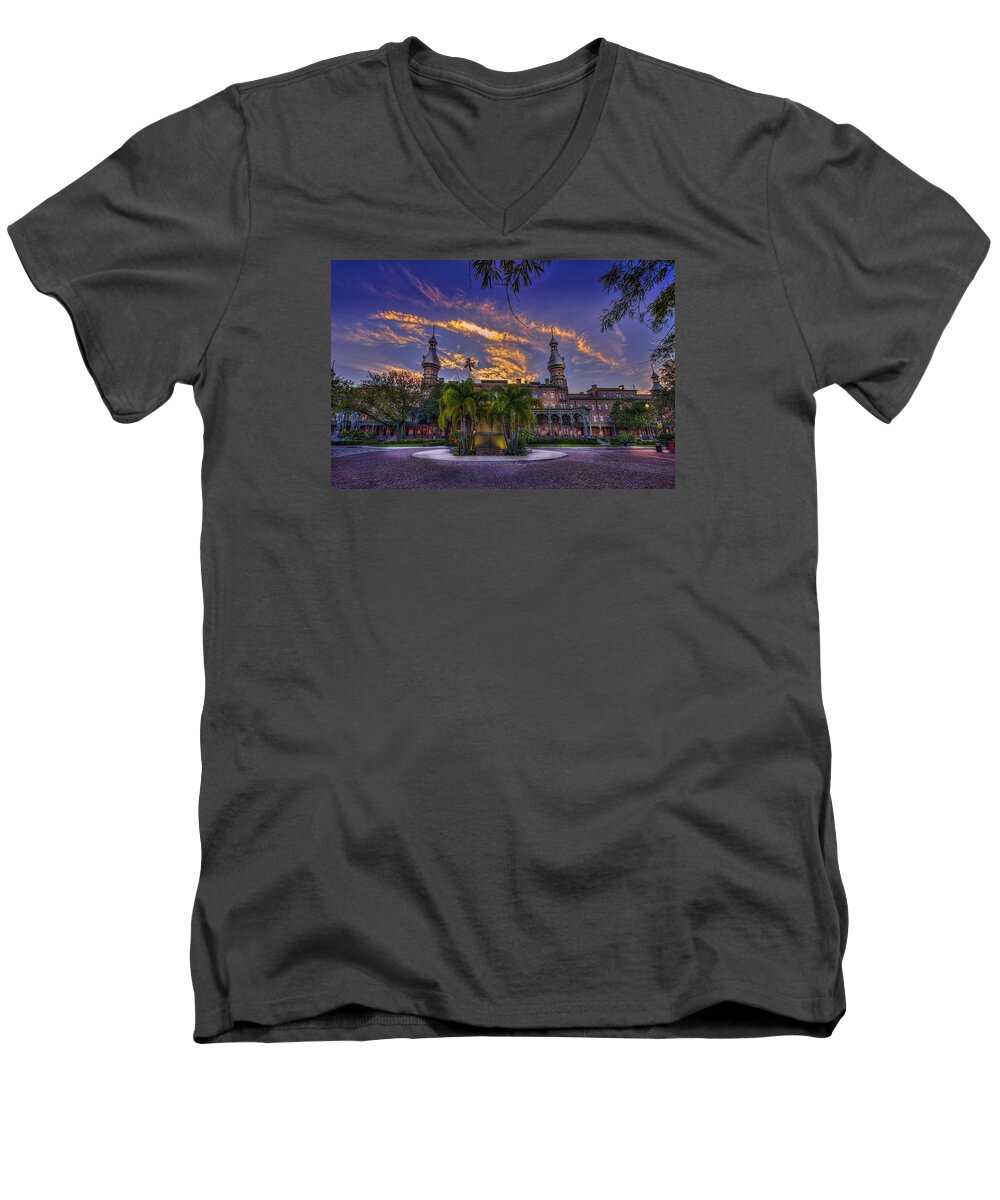 University Of Tampa Men's V-Neck T-Shirt featuring the photograph Sunset at U.T. by Marvin Spates