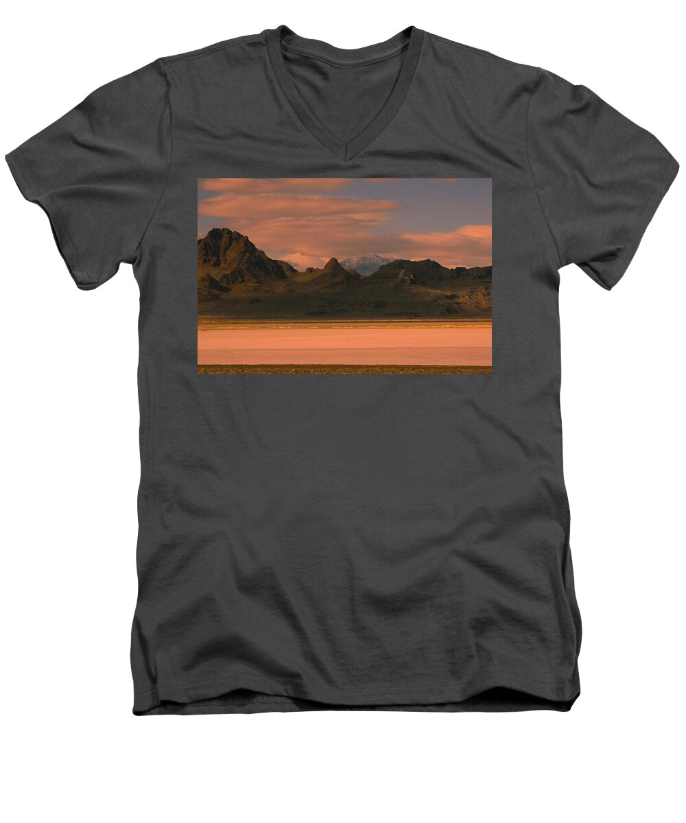 Diane Strain Men's V-Neck T-Shirt featuring the painting Surreal Mountains in Utah #4 by Diane Strain