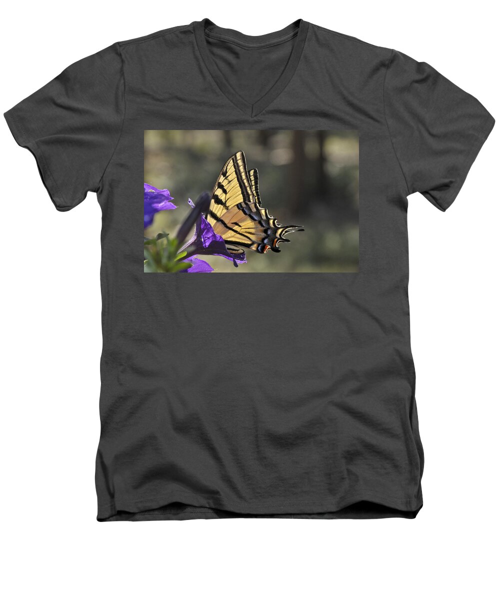 Swallowtail Butterfly Men's V-Neck T-Shirt featuring the photograph Swallowtail Butterfly by Ron White