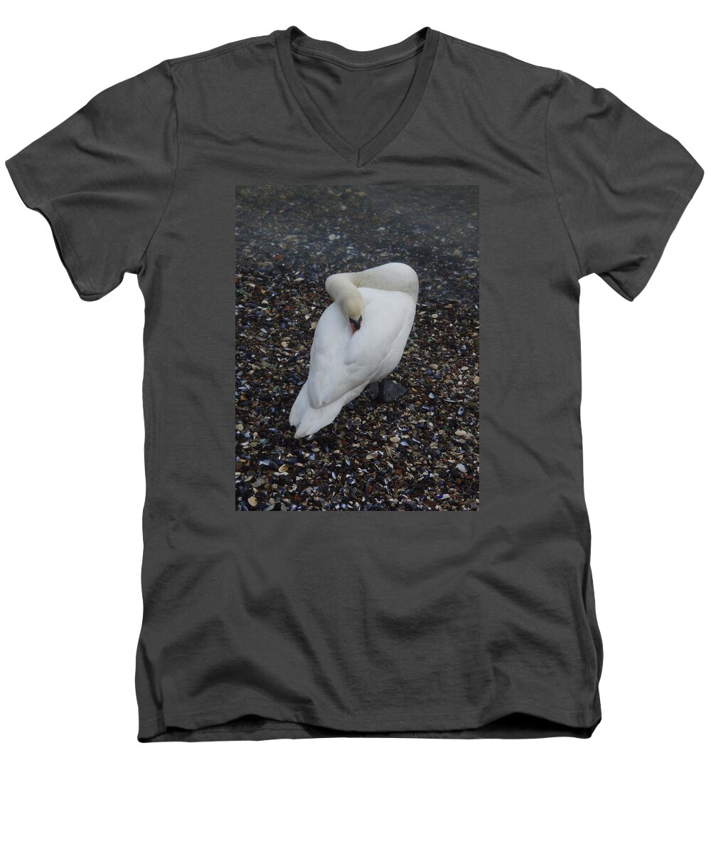 Swan Men's V-Neck T-Shirt featuring the photograph Swan1 by Robert Nickologianis