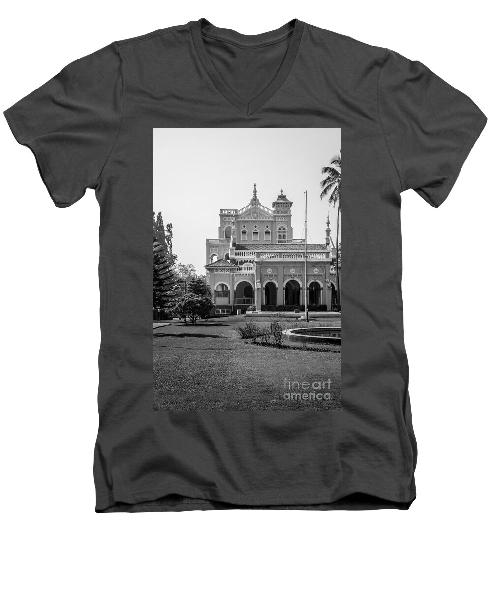 Palace Men's V-Neck T-Shirt featuring the photograph The Aga khan palace by Kiran Joshi