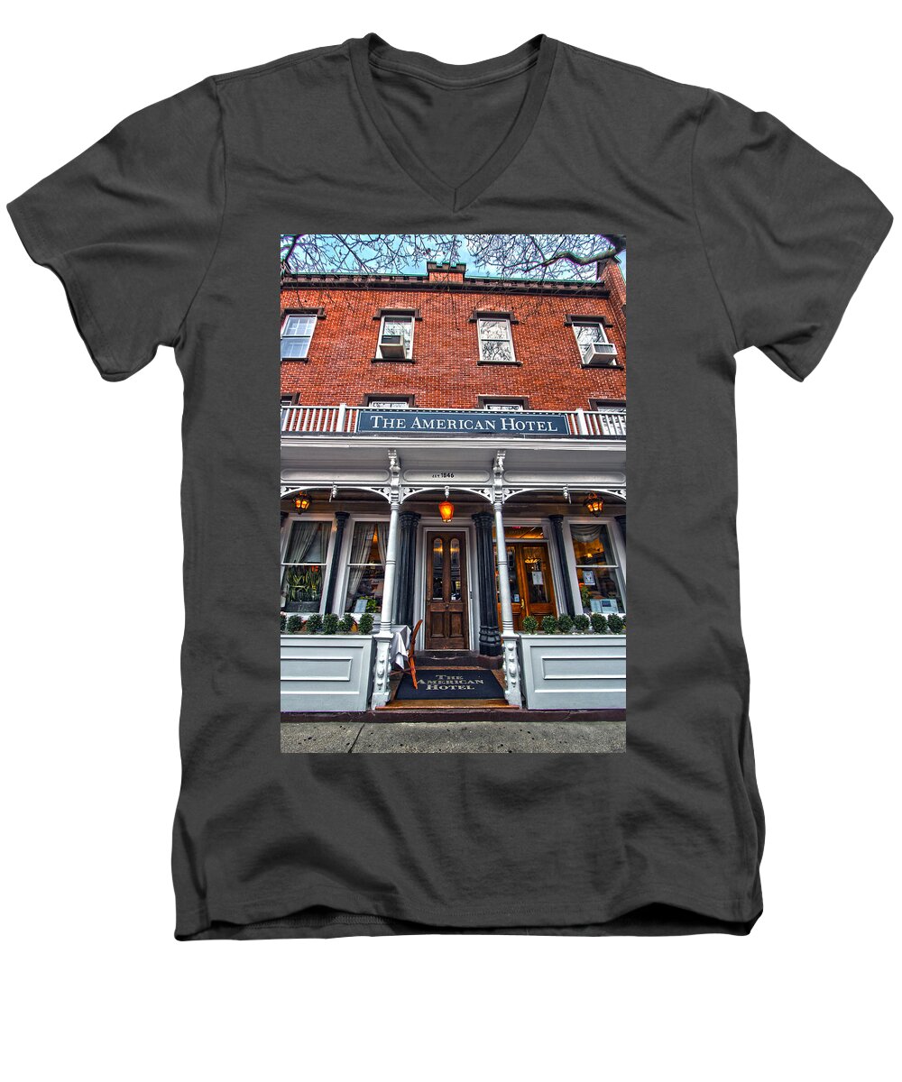 American Hotel Men's V-Neck T-Shirt featuring the photograph The American Hotel by Robert Seifert