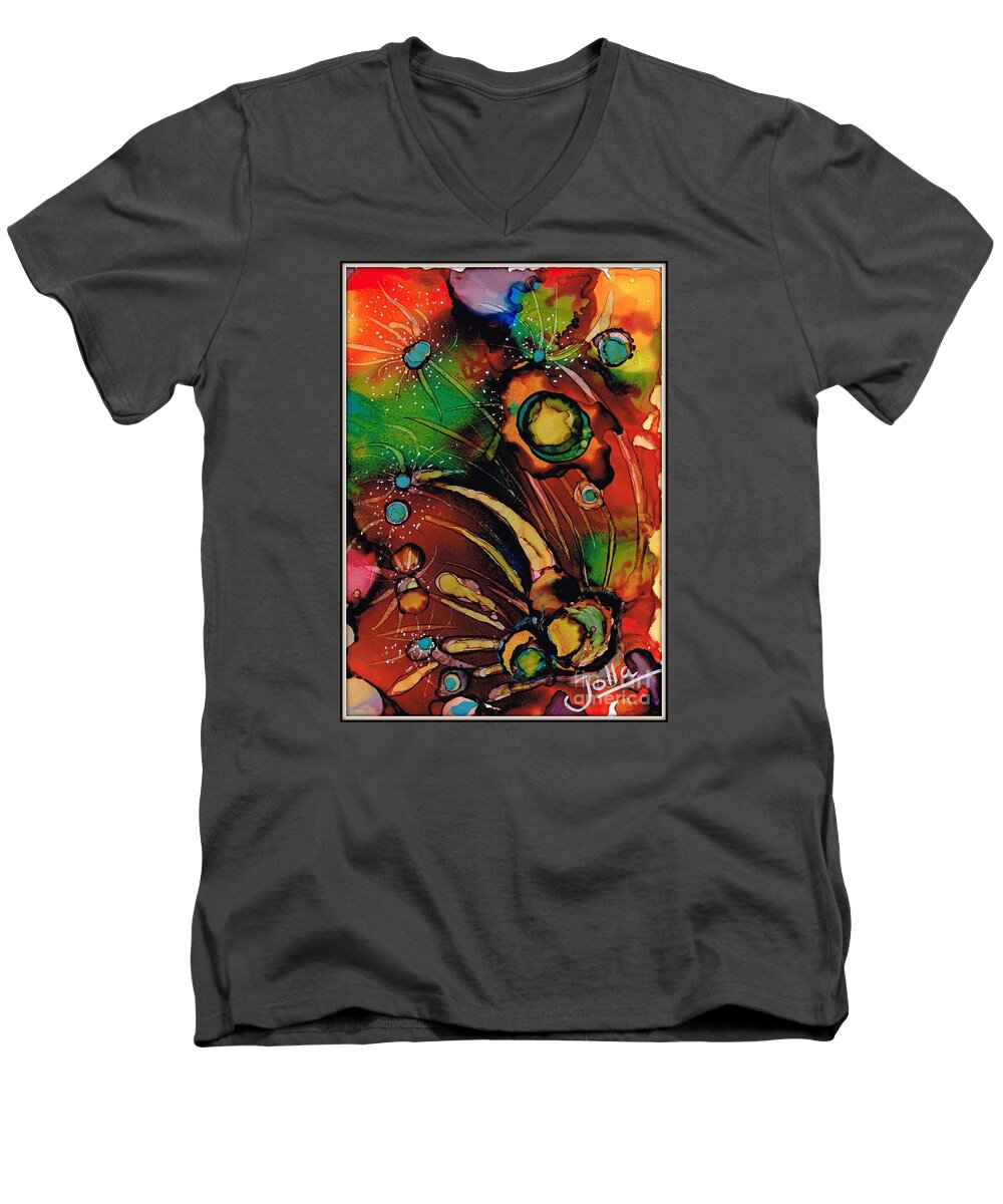 Marine Life Men's V-Neck T-Shirt featuring the painting The colours of my mind.. by Jolanta Anna Karolska