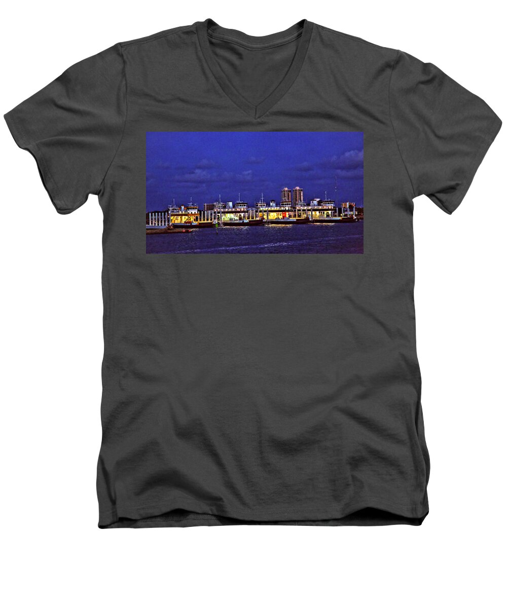 Ferry Men's V-Neck T-Shirt featuring the photograph The Crossing by Donald J Gray