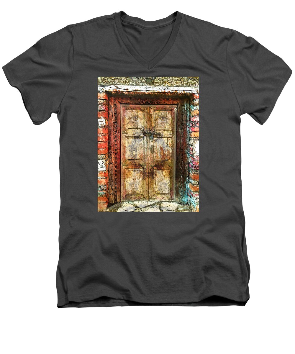 The Doors Of Perception Men's V-Neck T-Shirt featuring the mixed media The Doors of Perception by Joseph J Stevens