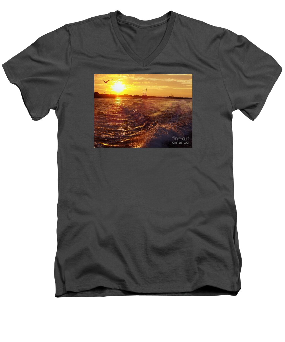 The End To A Fishing Day Men's V-Neck T-Shirt featuring the photograph The End to a Fishing Day by John Telfer
