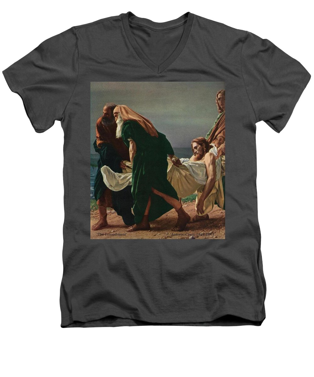 Fineartamerica.com Men's V-Neck T-Shirt featuring the painting The Entombment by Diane Strain