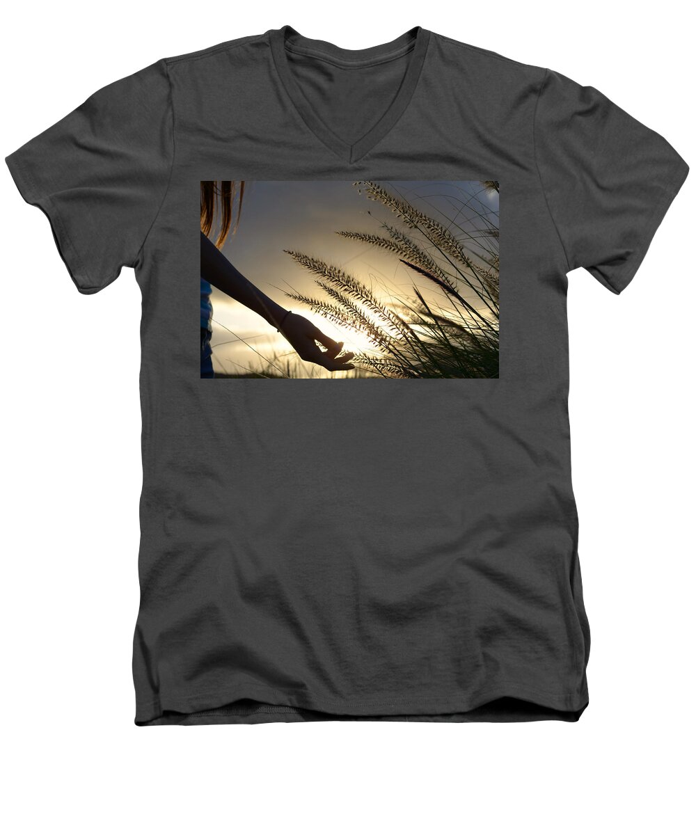 Sunlight Men's V-Neck T-Shirt featuring the photograph The Good Earth by Laura Fasulo