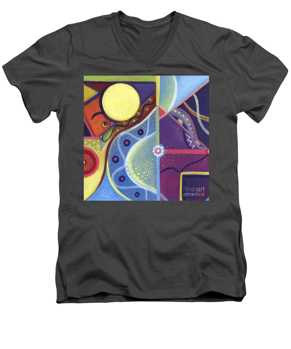Abstract Men's V-Neck T-Shirt featuring the painting The Joy of Design Xl by Helena Tiainen
