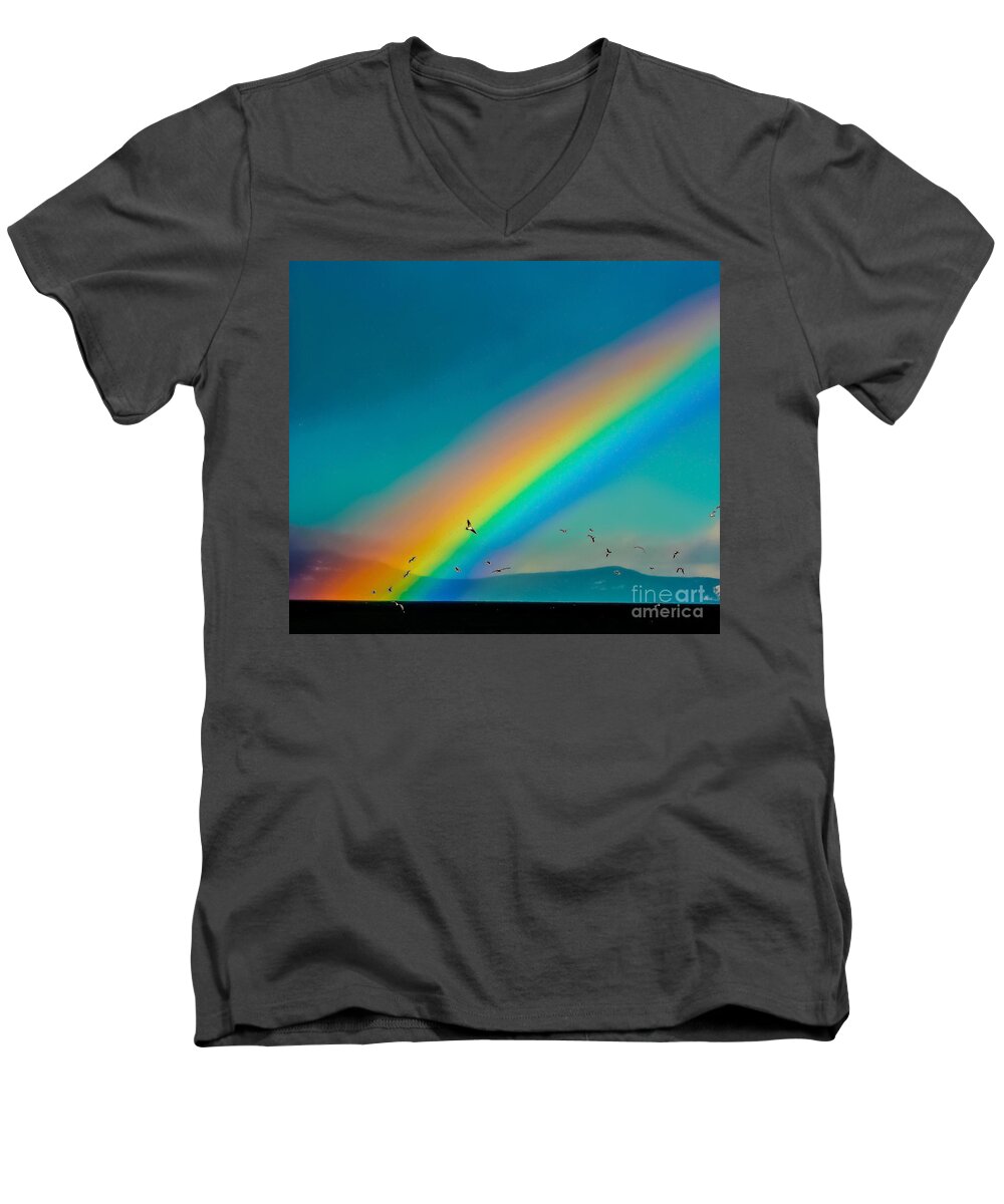 Rainbow Men's V-Neck T-Shirt featuring the photograph The Land Of OZ by Mitch Shindelbower