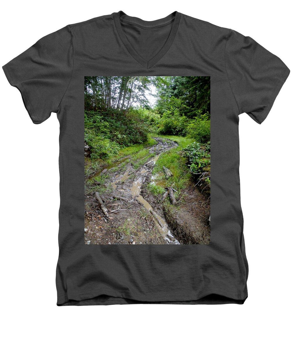 Back Road Men's V-Neck T-Shirt featuring the photograph The Ledge Point Trail by Roxy Hurtubise