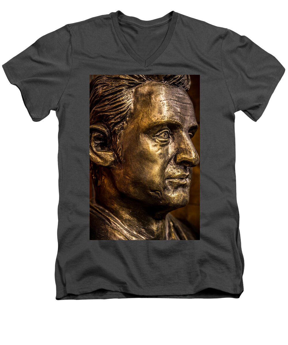Johnny Cash Men's V-Neck T-Shirt featuring the photograph The Man in Black by Ron Pate
