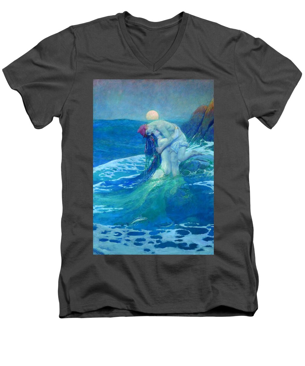 Howard Pyle Men's V-Neck T-Shirt featuring the painting The Mermaid by Howard Pyle