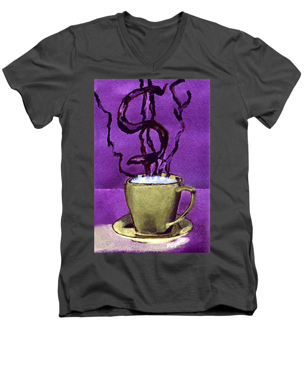 Money Men's V-Neck T-Shirt featuring the painting The Midas Cup by Paula Ayers