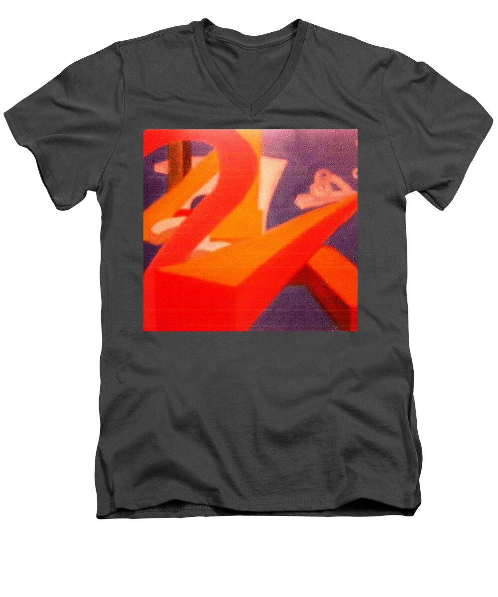 Edwards Men's V-Neck T-Shirt featuring the painting The Numbers by Michael Anthony Edwards