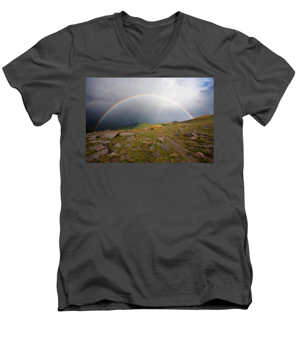 Rainbow Photograph Men's V-Neck T-Shirt featuring the photograph The Promise by Jim Garrison