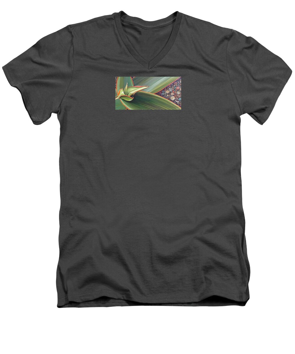 Succulent Men's V-Neck T-Shirt featuring the painting The Shining Hour by Hunter Jay