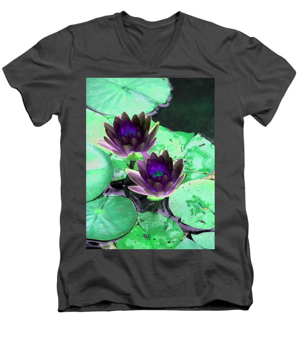 Water Lilies Men's V-Neck T-Shirt featuring the photograph The Water Lilies Collection - PhotoPower 1119 by Pamela Critchlow