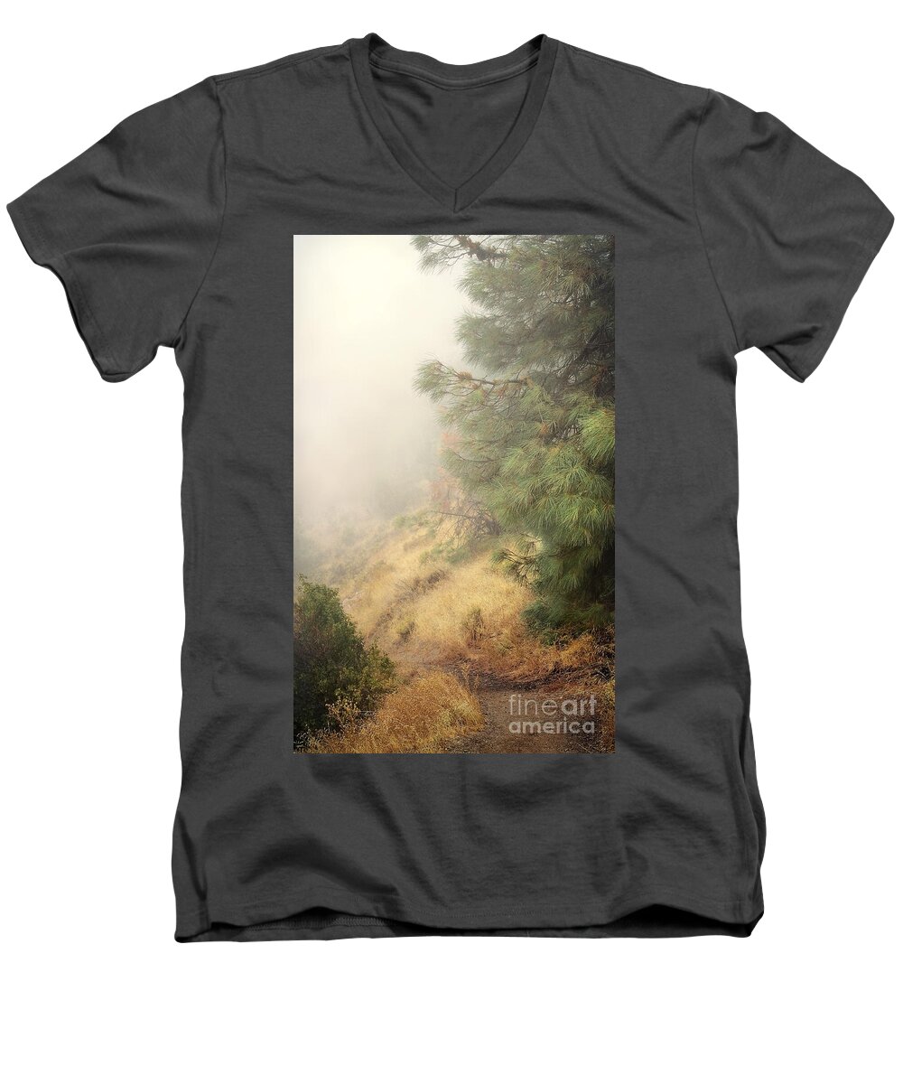 Fog Men's V-Neck T-Shirt featuring the photograph There and Back Again 2 by Ellen Cotton