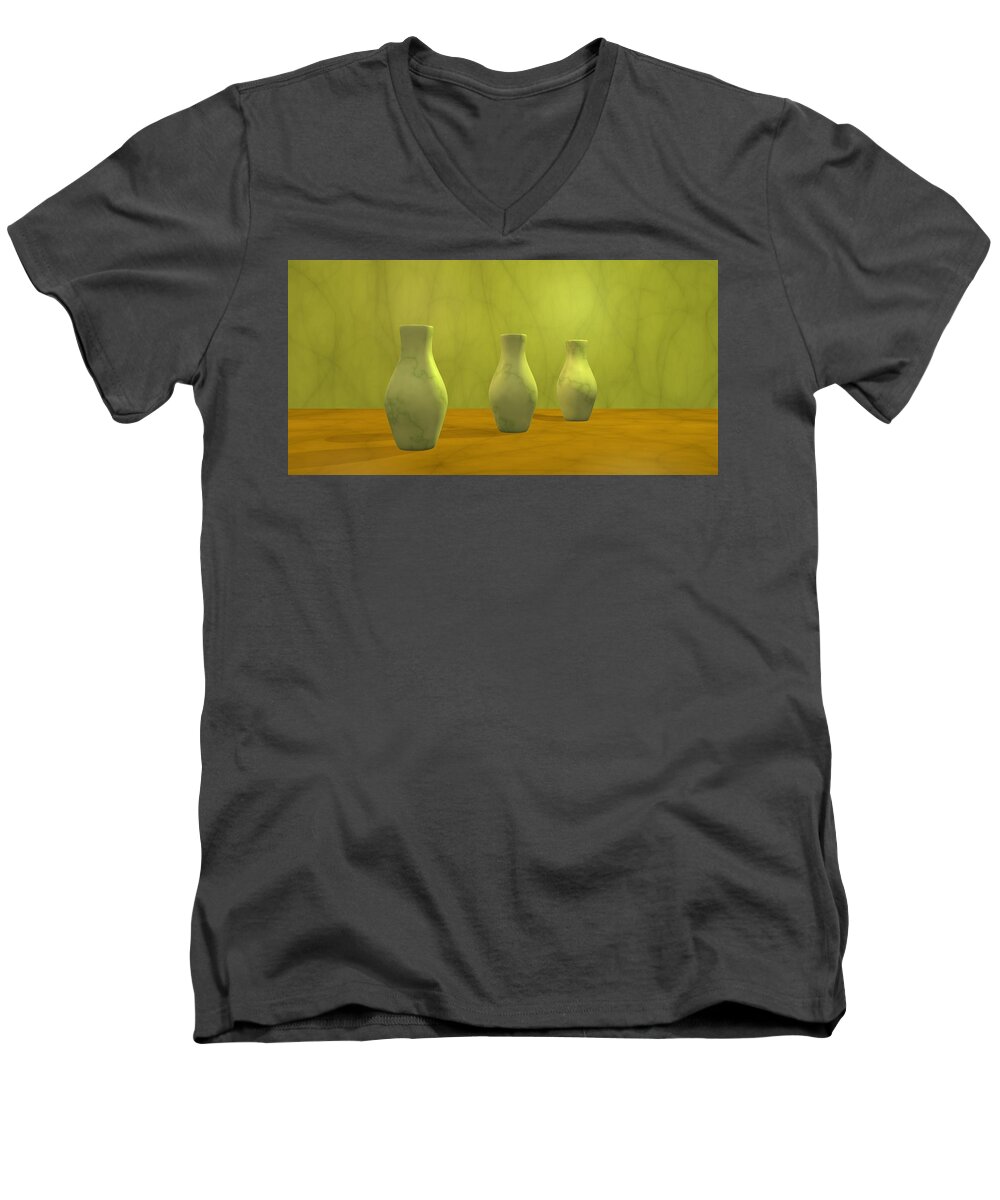 Still Life Men's V-Neck T-Shirt featuring the digital art Three Vases II by Gabiw Art
