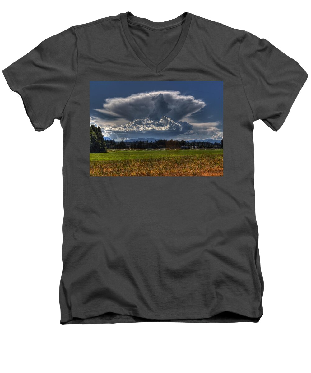 Storm Men's V-Neck T-Shirt featuring the photograph Thunder Storm by Randy Hall