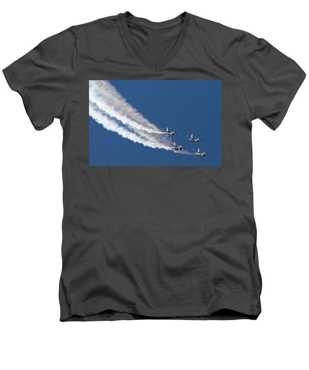 Usaf Men's V-Neck T-Shirt featuring the photograph Thunderbird Loop by John Daly