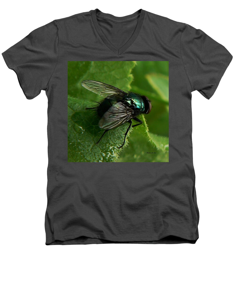 To Be The Fly On The Salad Greens Men's V-Neck T-Shirt featuring the photograph To be the Fly on the Salad Greens by Barbara St Jean