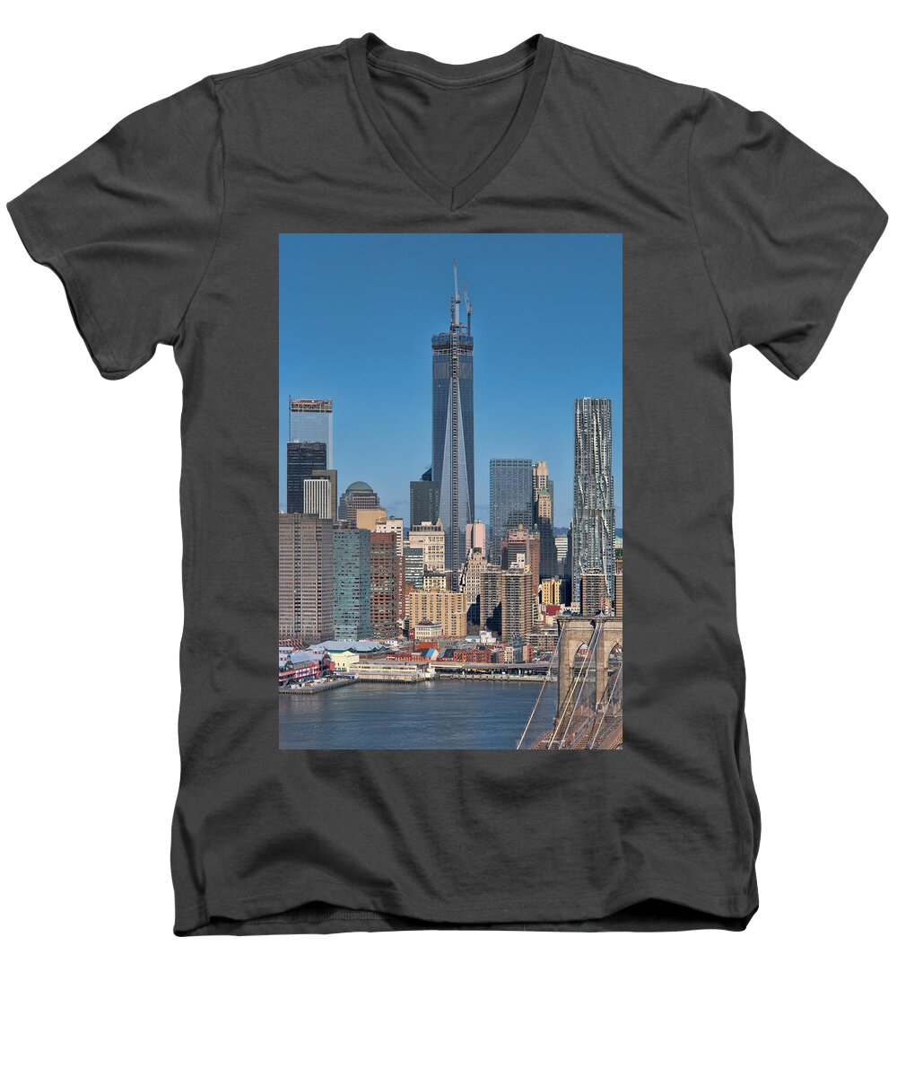 1wtc Men's V-Neck T-Shirt featuring the photograph Topping Out by S Paul Sahm