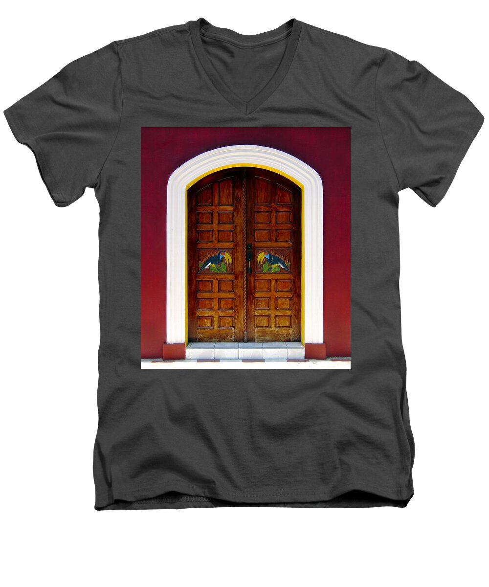 Door Men's V-Neck T-Shirt featuring the photograph Toucan Door by Kurt Van Wagner