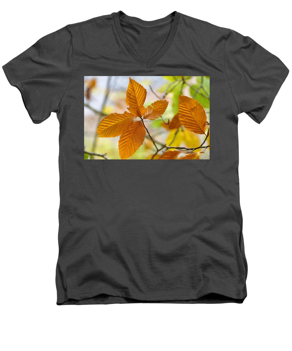Still Life Men's V-Neck T-Shirt featuring the photograph Touch Of Gold by Jan Amiss Photography