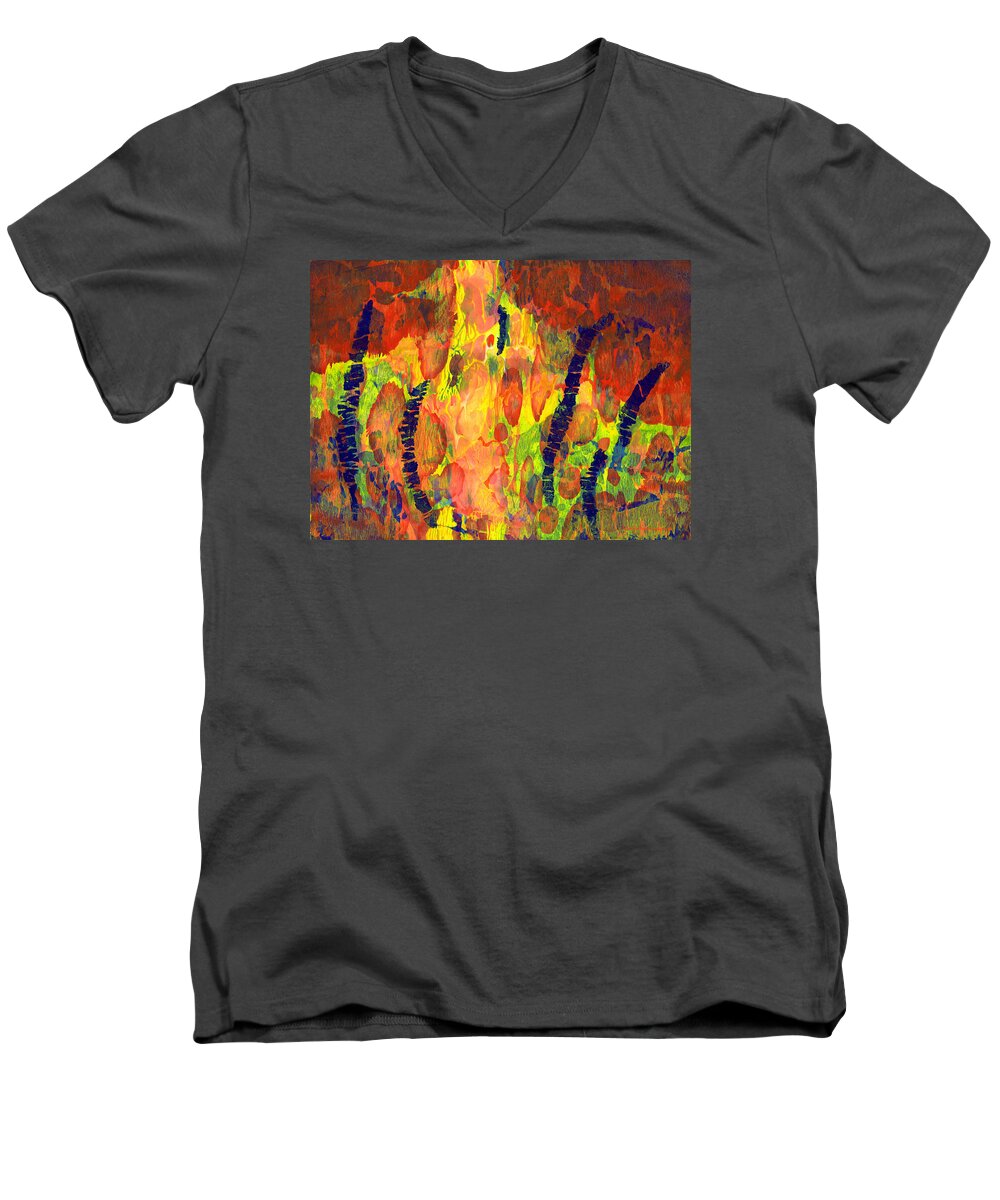 Abstract Men's V-Neck T-Shirt featuring the painting Tribal Essence by Lynda Hoffman-Snodgrass
