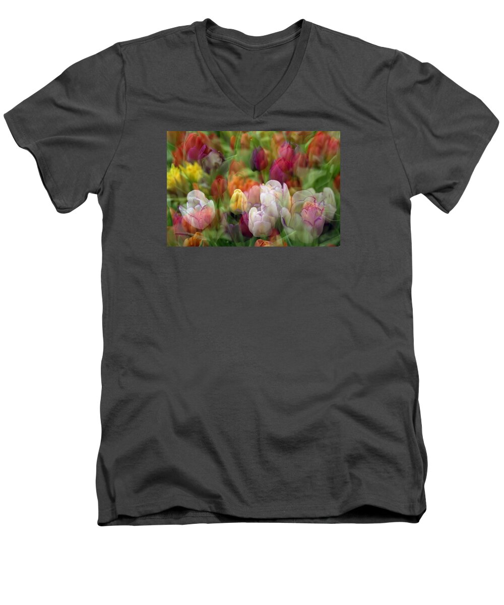 Penny Lisowski Men's V-Neck T-Shirt featuring the photograph Tulips by Penny Lisowski