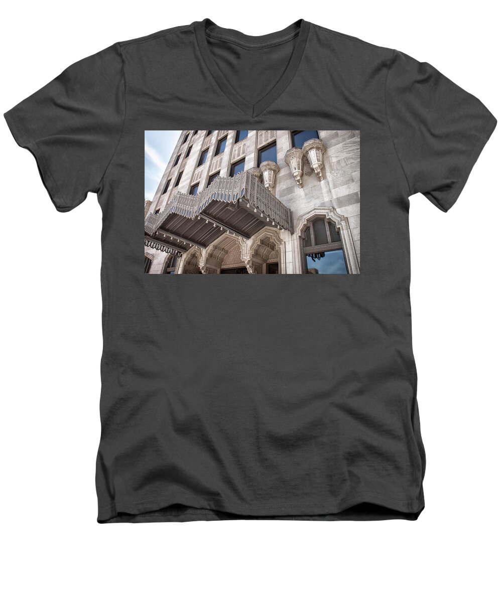 Architecture Men's V-Neck T-Shirt featuring the photograph Tulsa Art Deco by Lauri Novak
