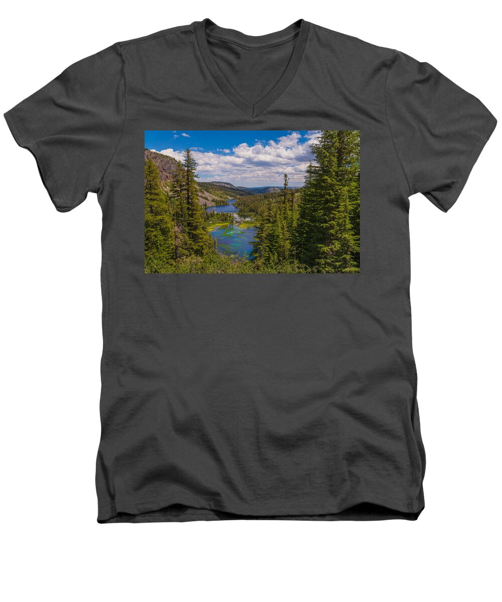 High Sierra Men's V-Neck T-Shirt featuring the photograph Twin Lakes Overlook by Lynn Bauer