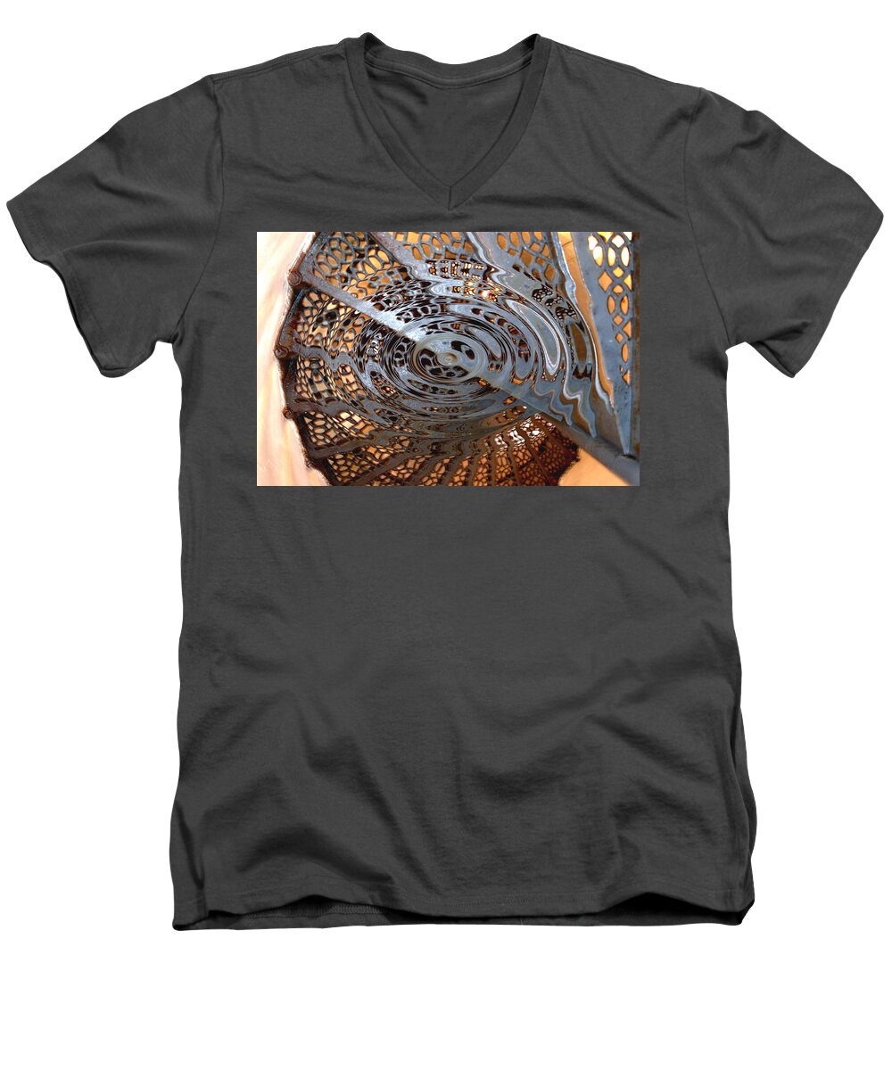 Stairs Men's V-Neck T-Shirt featuring the photograph Twist of Steel by Randy Pollard