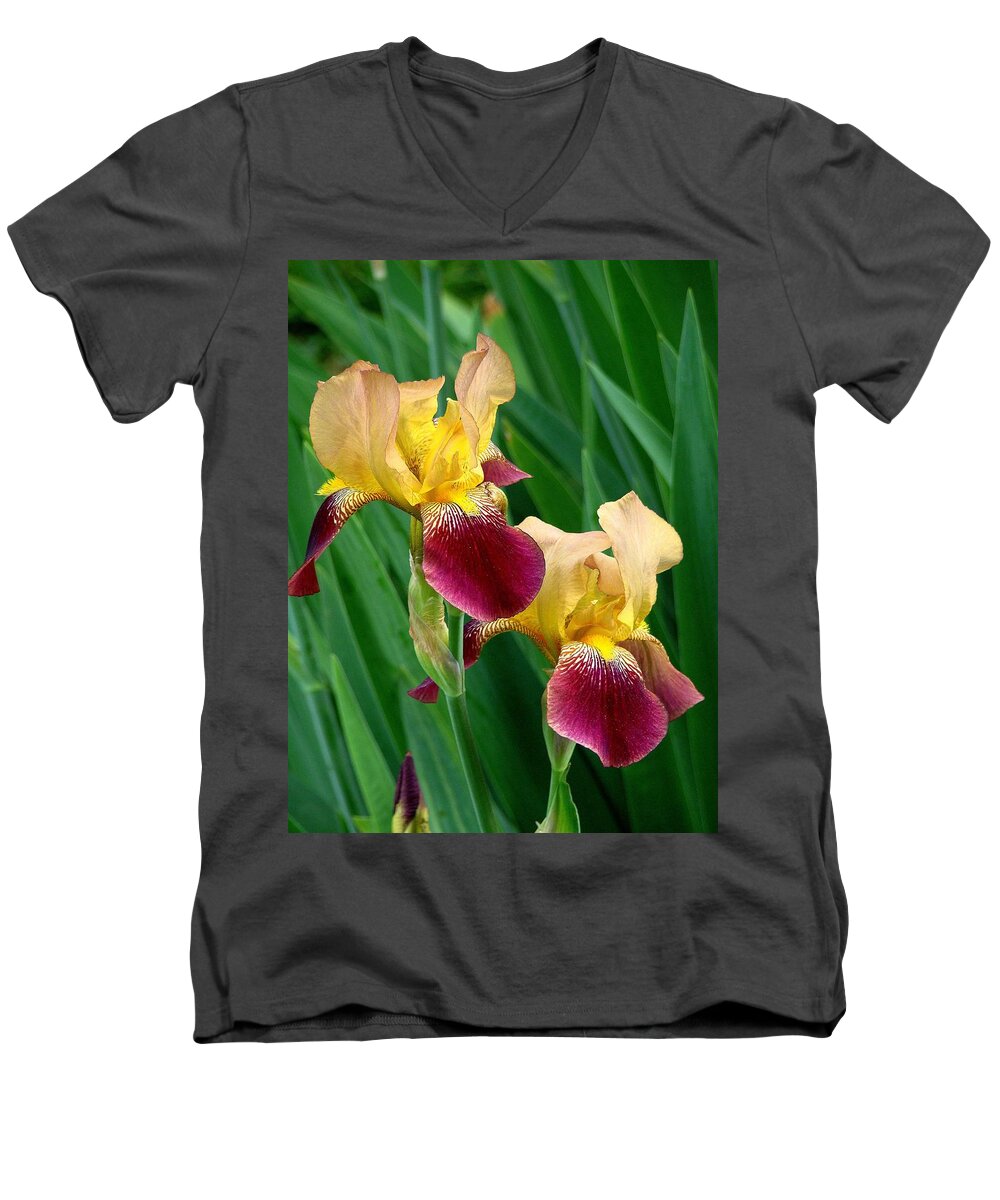 Fine Art Men's V-Neck T-Shirt featuring the photograph Two Iris by Rodney Lee Williams