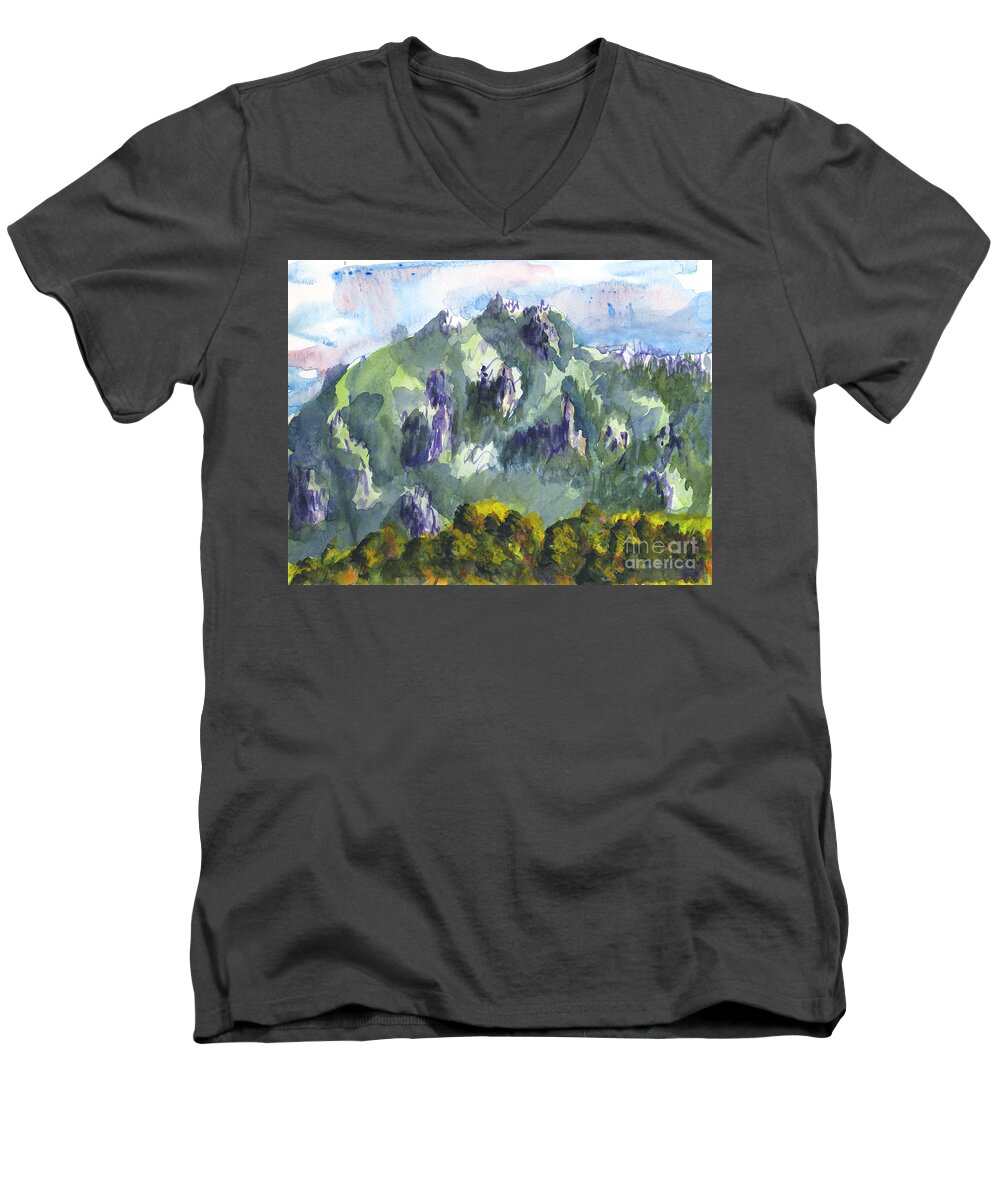 Mountains Men's V-Neck T-Shirt featuring the painting Uintah Highlands 1 by Walt Brodis