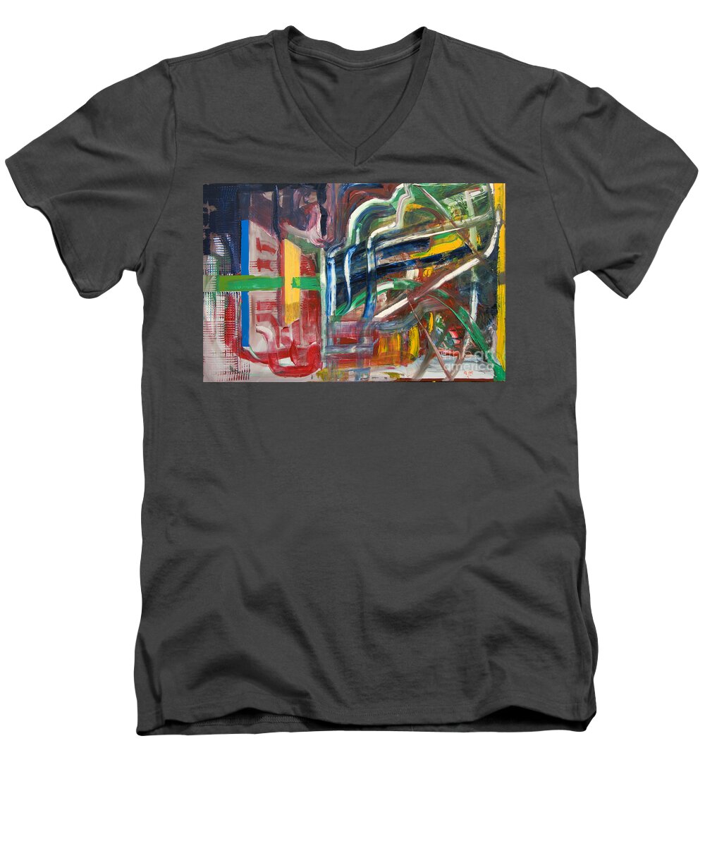 Undergrowth Men's V-Neck T-Shirt featuring the painting Undergrowth III by James Lavott