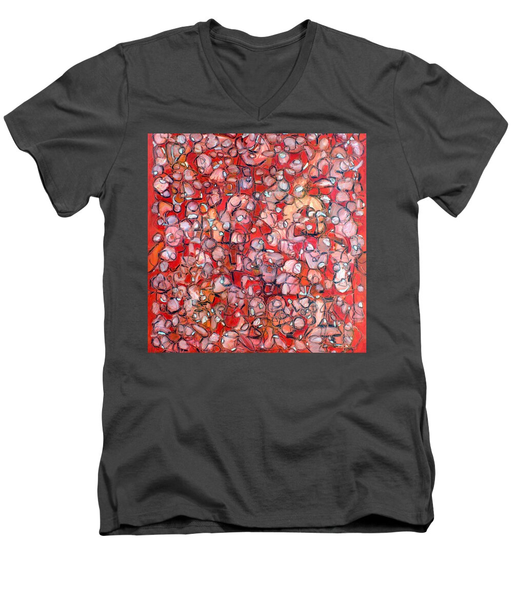 Abstract Men's V-Neck T-Shirt featuring the painting Untitled #35 by Steven Miller
