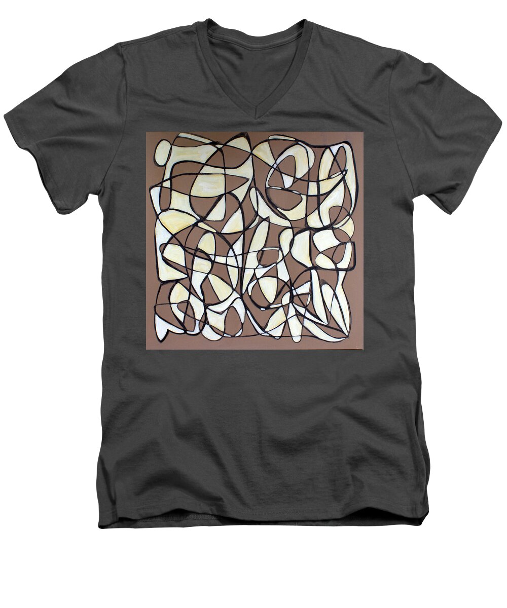 Abstract Men's V-Neck T-Shirt featuring the painting Untitled 44 by Steven Miller