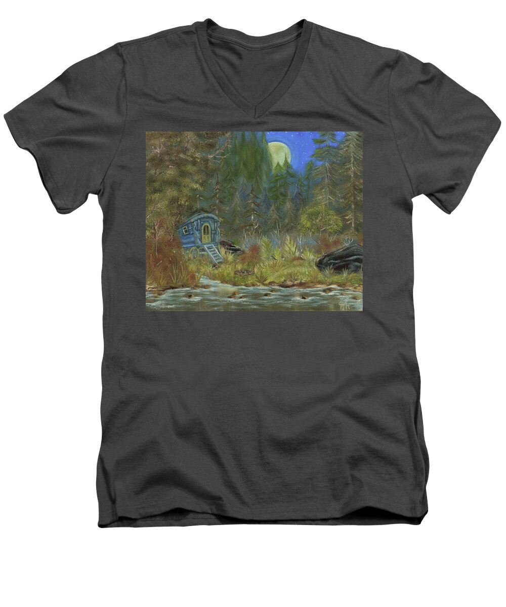Acrylic Painting Men's V-Neck T-Shirt featuring the painting Vardo Dream by The GYPSY