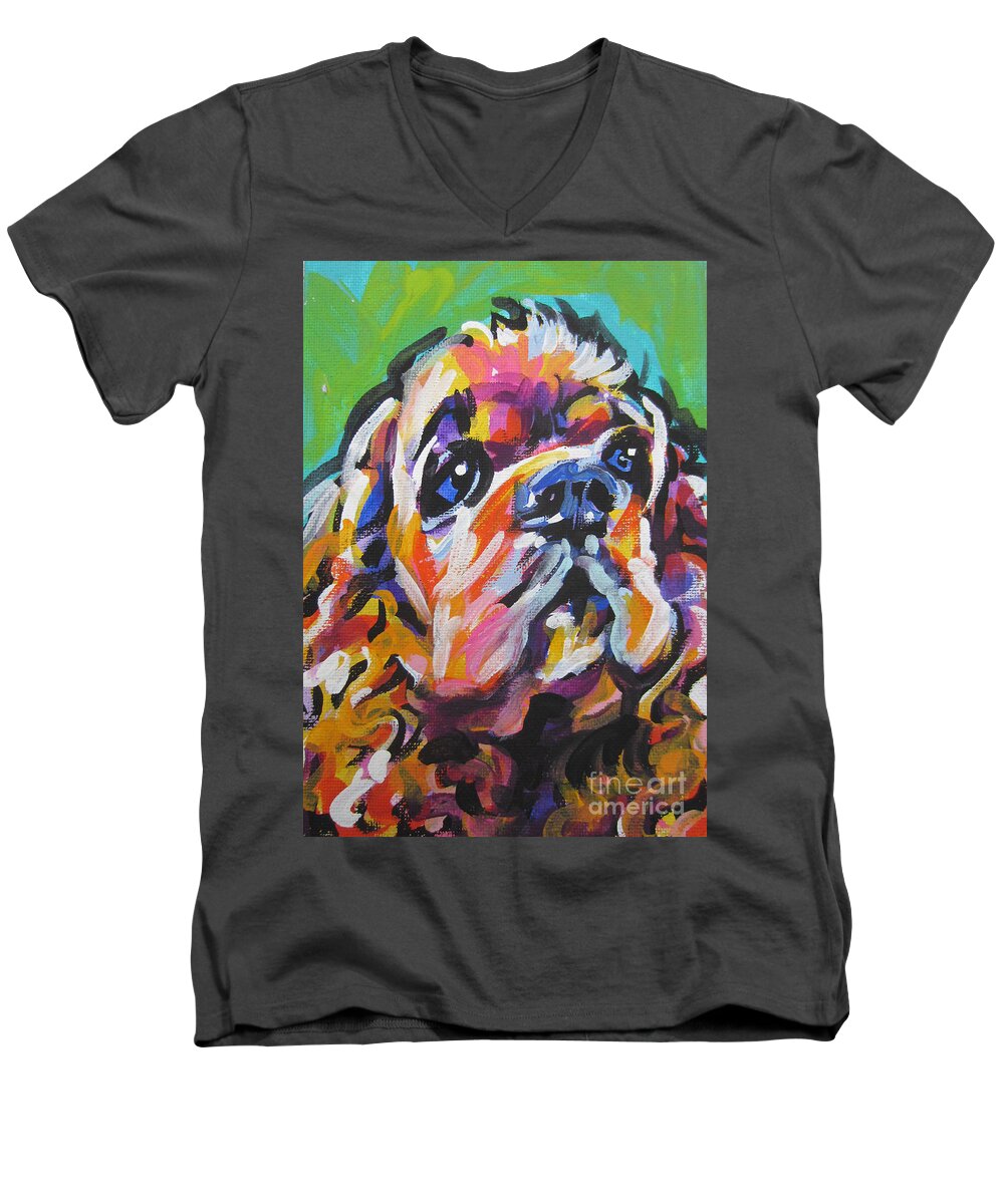 American Cocker Spaniel Men's V-Neck T-Shirt featuring the painting Very Cocky by Lea S