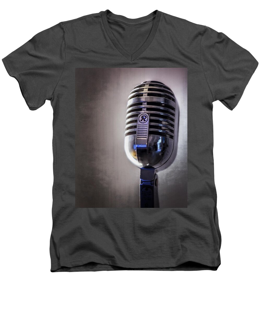 Mic Men's V-Neck T-Shirt featuring the photograph Vintage Microphone 2 by Scott Norris
